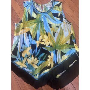 Faith Resort L Rayon Sequin Embellished Top Blouse Asymmetric